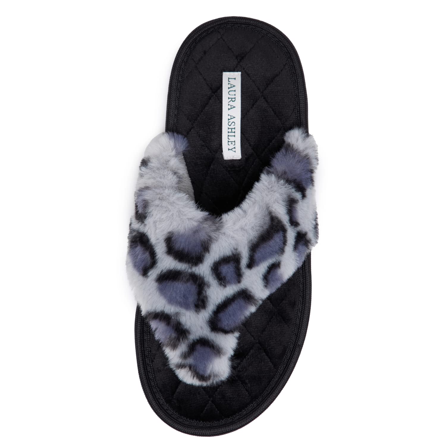 Laura Ashley Soft Plush Memory Foam Home Spa Thong Slippers
