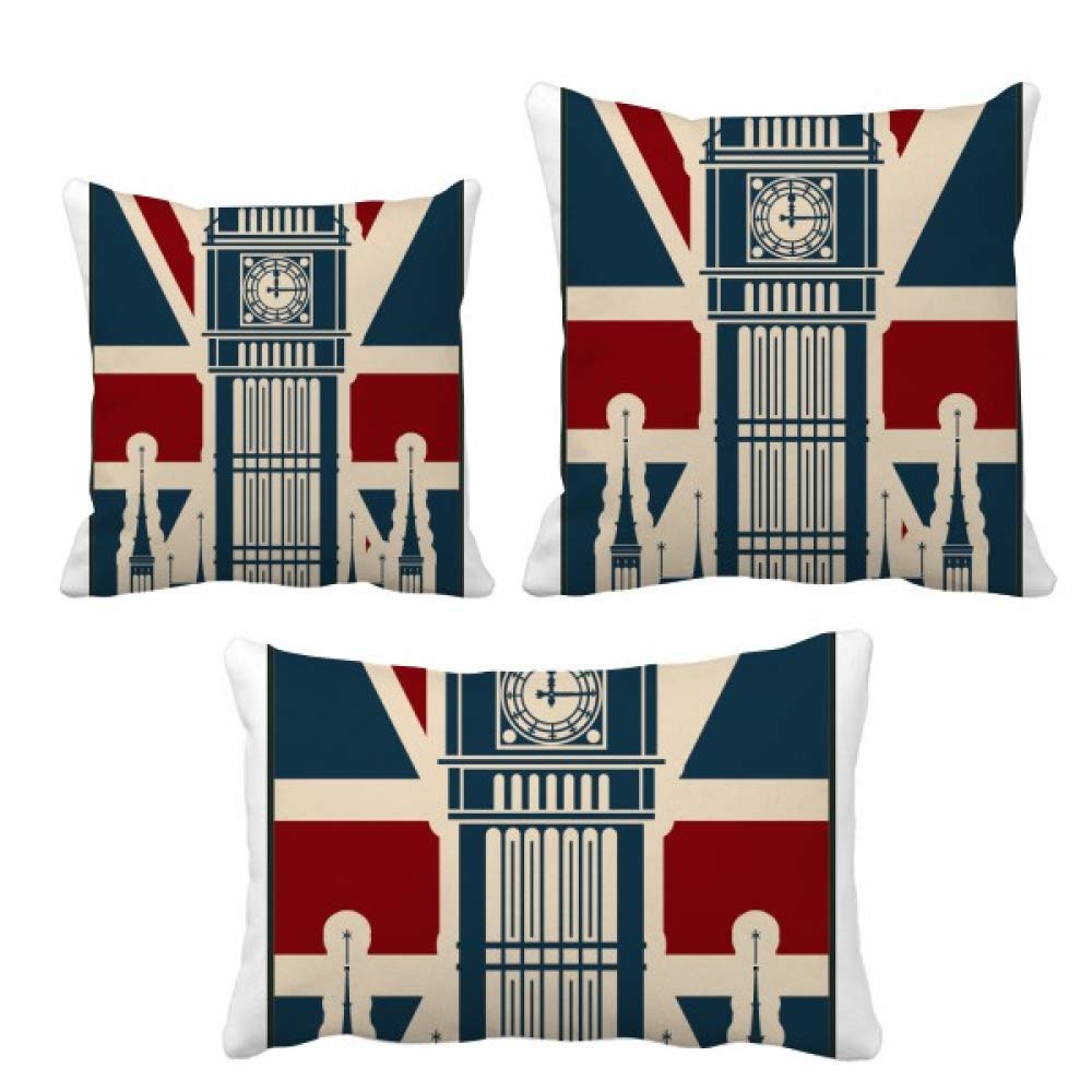 Housse de coussin Big Ben et Union Jack de Londres pour décoration de canapé
