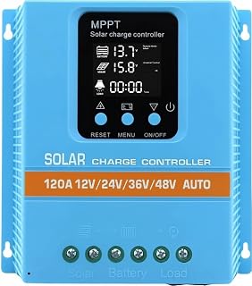 120A Solar Charge Controller 12V 24V 36V 48V Intelligent Recognition LCD Display Battery Intelligent Regulator Maximum 100V Input Dual USB for Lead Acid/Lithium Battery