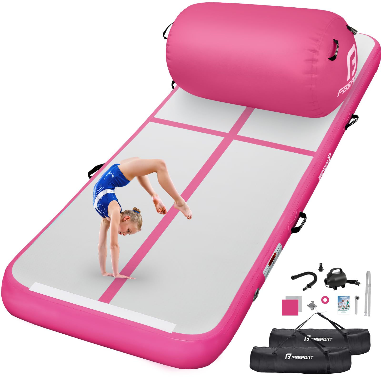 FBSPORT Air Tumbling Track Ginnastica Artistica 20cm di altezza Tappetino da Ginnastica Gonfiabile, 3m Air Tumbling Tappetino Tappeto Ginnastica Artistica da casa con Pompa per All'aperto, Yoga