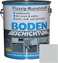Liquid Plastic Floor Coating, 5 L, 50 m² Concrete Paint, Light Grey
