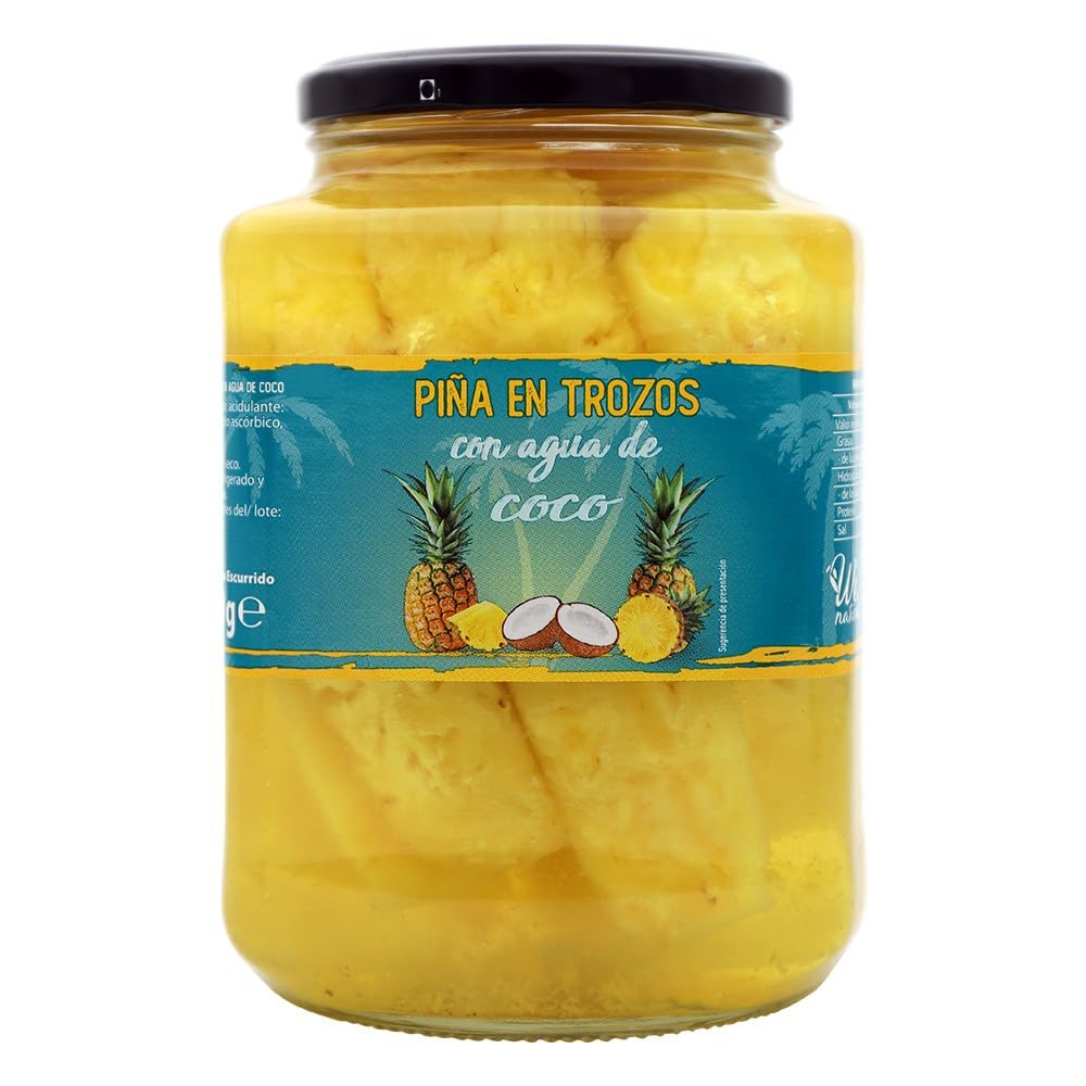 Ananas in Stücken mit Kokoswasser, gesunde frische Stücke natürlicher Ananas ohne Zusatzstoffe in Kokoswasser, 1190 g.