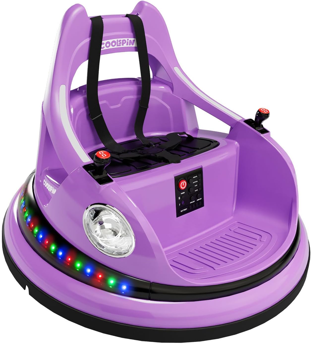 Bumper Car for Kids, 12V Ride on Bumper Car for Toddler with Remote Control, 2-Speed, 2 Driving Modes, 360°Spin, Anti-Collision Padding, Lights, Music, Electric Bumping Car for Children 1.5-6, Purple