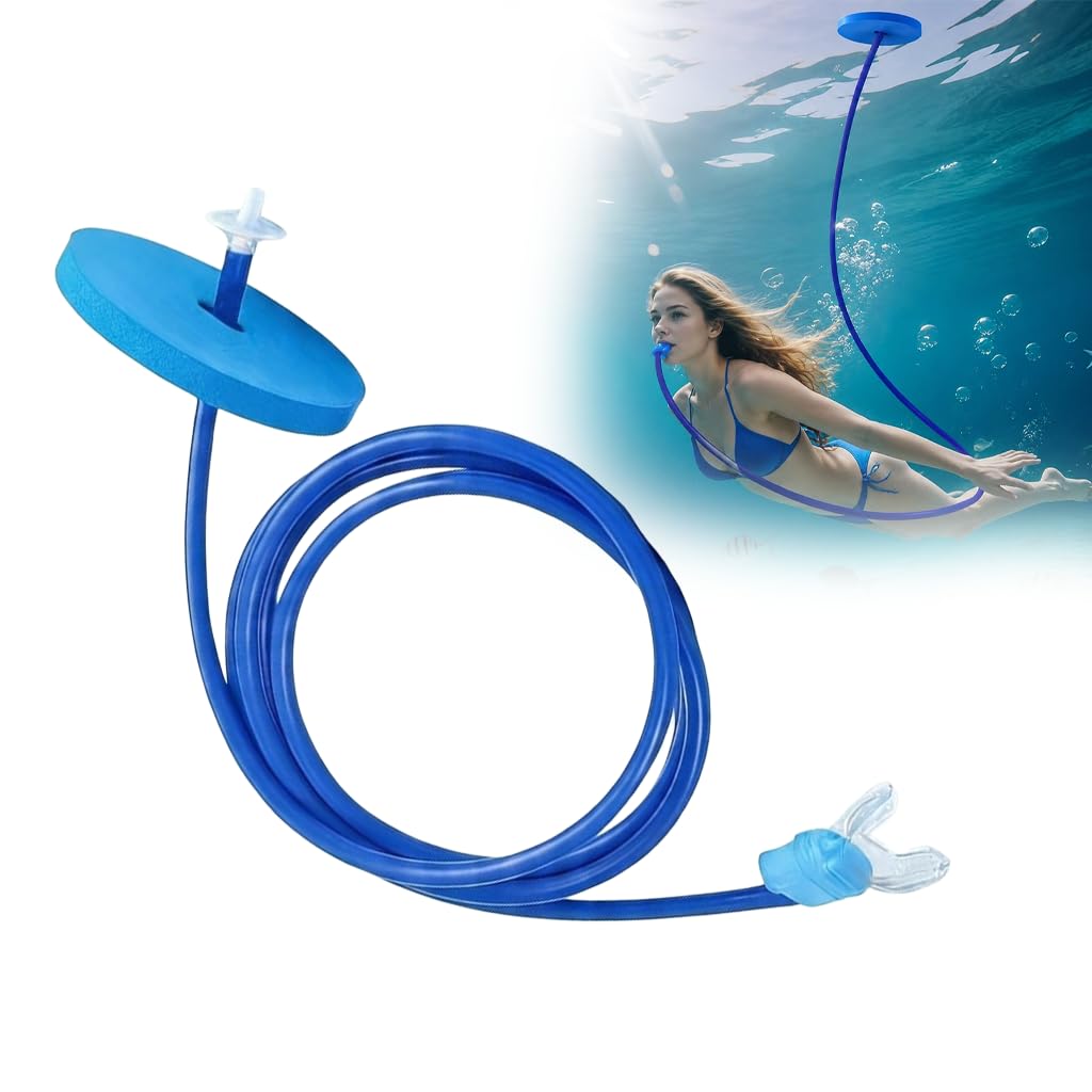 Dry Snorkel for Swimming Snorkel for Training, Full Face Snorkeling Gear, Breathing Tube for Underwater Practice, Diving Equipment Apparatus for Adults Open Water Stream,200cm