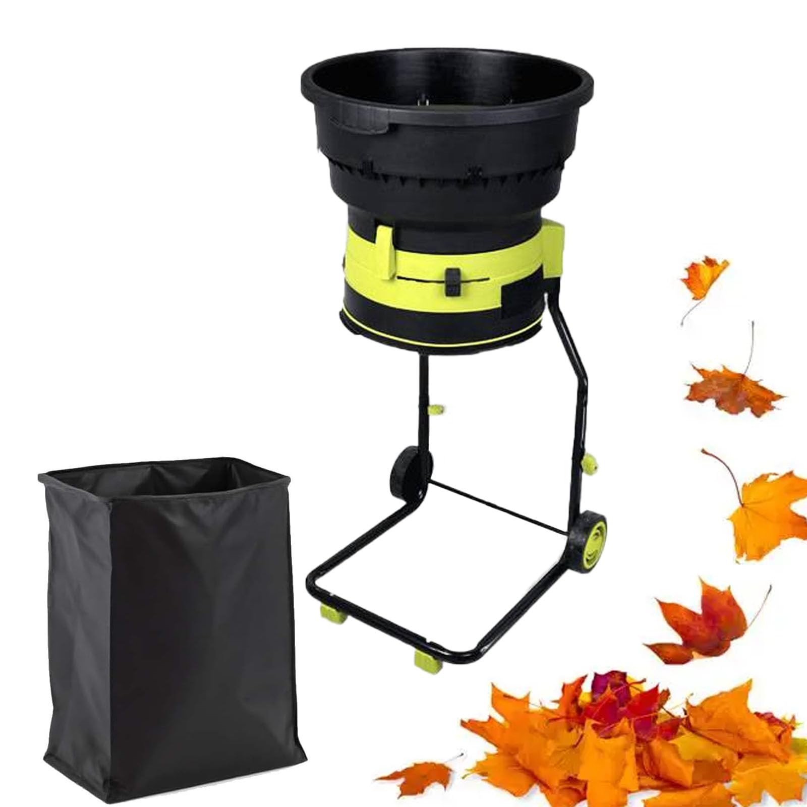 Biotrituratore Per Compost E Foglie Da 2500 W Con Sacco Di Raccolta, Biotrituratore Elettrico Da Giardino, Tramoggia Larga 54 Cm, Per La Raccolta Di Foglie Cadute,A