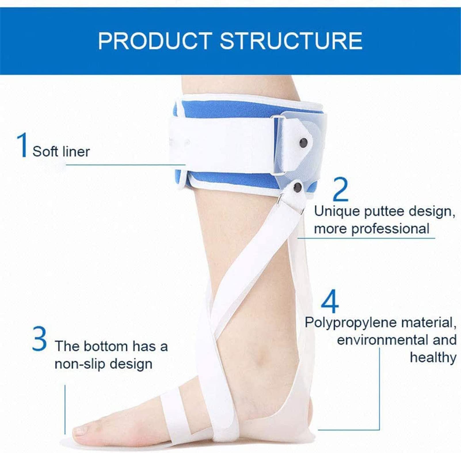 Férula de tobillo ajustable AFO para el pie, corrector de pies para dolor de artritis, fascitis plantar y espolón de talón, para aliviar el dolor y aliviar la presión, derecha-S