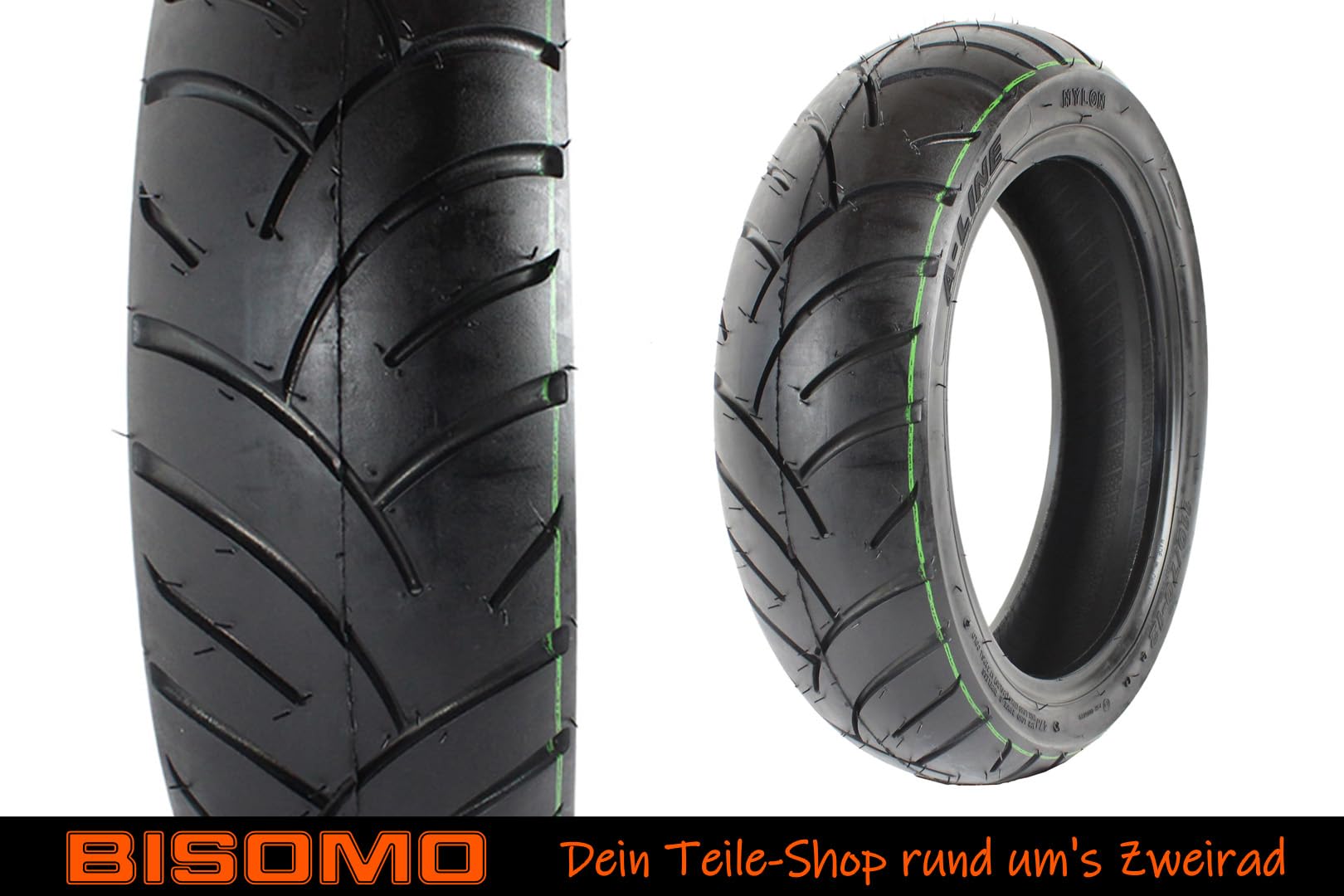 2 Reifen Roller, Rollerreifen 110/70 x 12 Zoll, 47J bis 100Km/h + 175kg Traglast, PR507 Straßenprofil, TL Tubeless