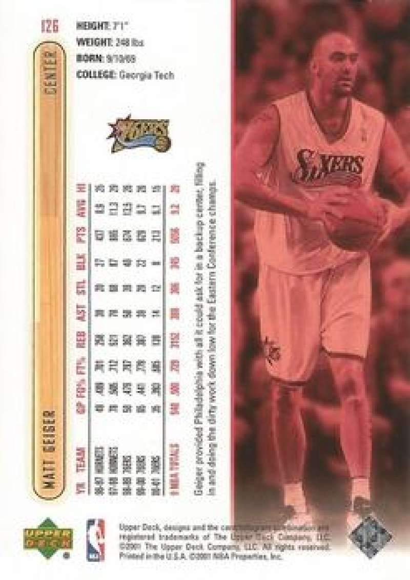 Amazon.com: 2001-02 Upper Deck Basketball #126 Matt Geiger