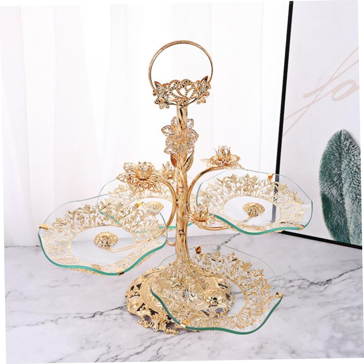 Alipis 1pc Elegant Multi-Layer Glass Fruit Serving Tray Stylish Afternoon Tea Display for Desserts Snacks and Candies Home Decor and Entertaining Accessory