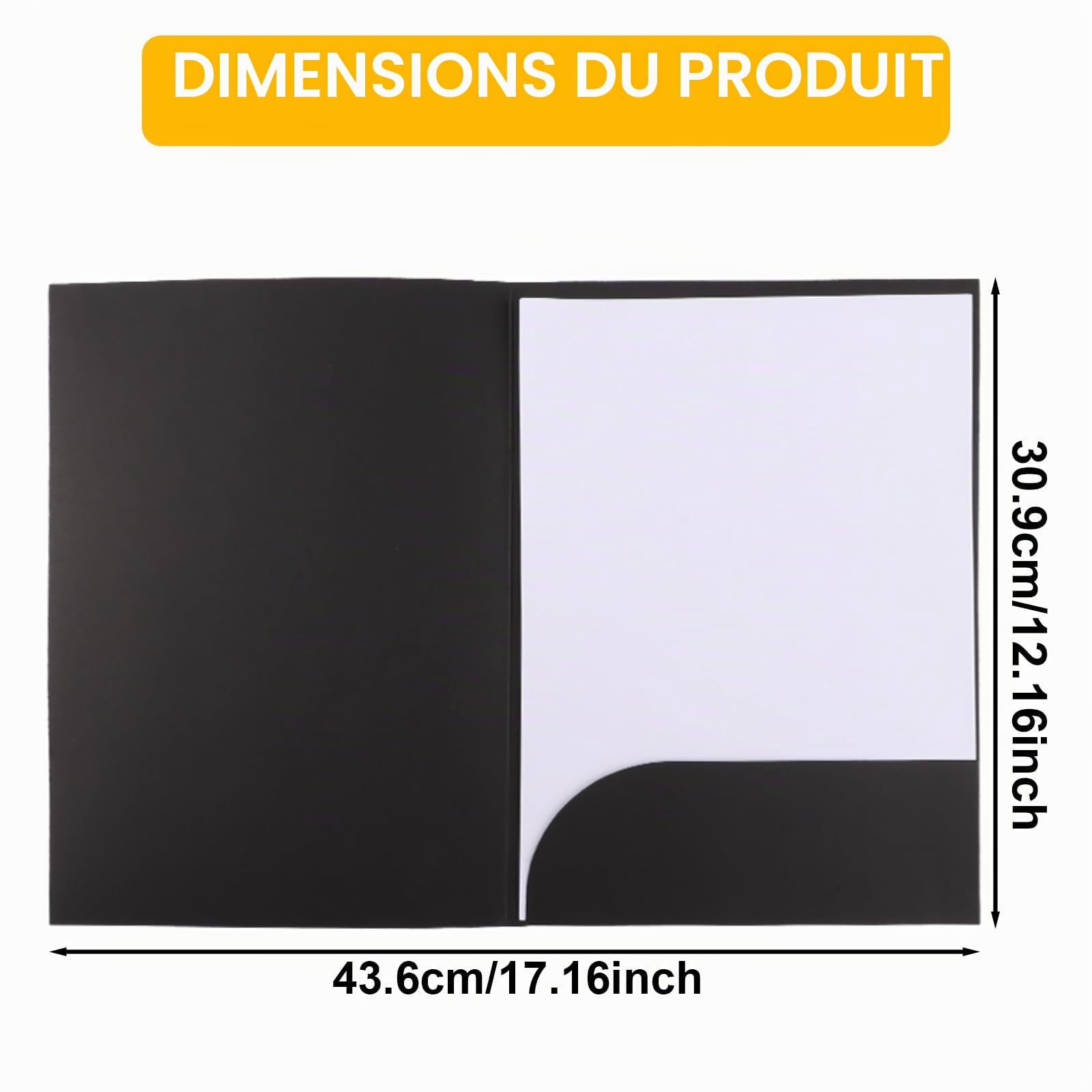APACALI 20PCS Chemise Cartonnée A4, Chemise Papier Noir avec Fentes, A4 Papier Kraft Dossier de Fichiers, Dossier de Fichiers à Insertion avec Pochettes, pour le Bureau, l'école, la Maison