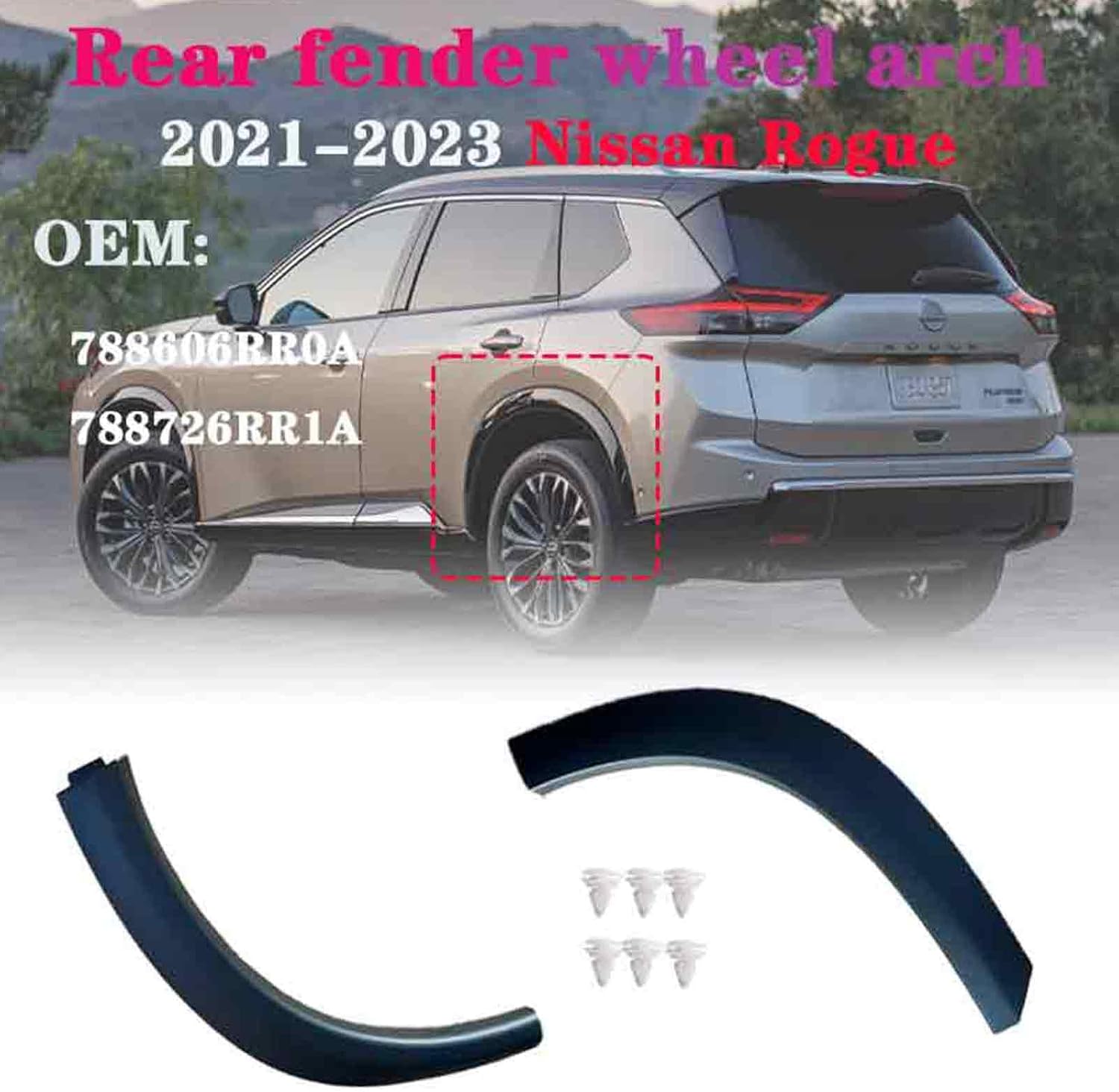788606RR0A Rear Passenger Side Door Wheel Trim Flare Molding for Rogue 2021 2022 2023 788726RR1A NI1791105 NI1791106 Right Side