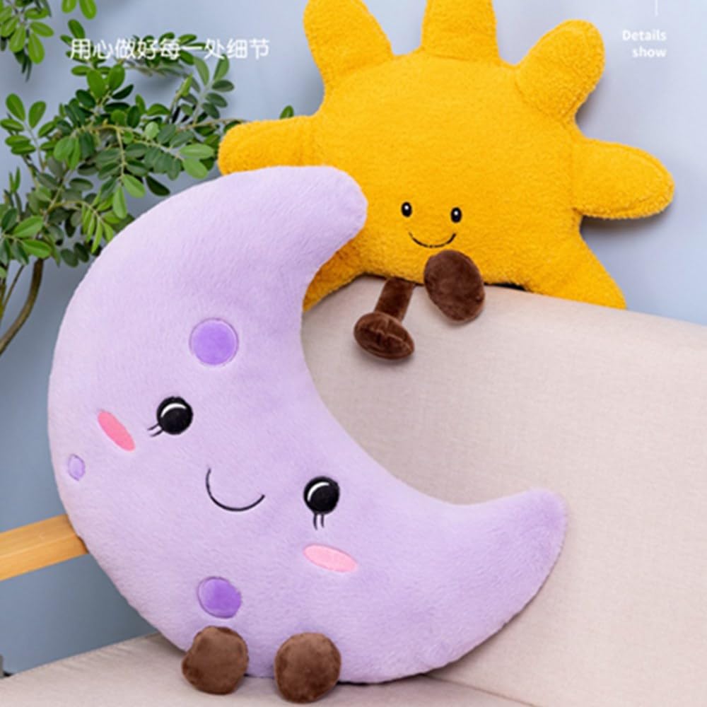Tomatoys Peluche Soleil et Lune (Lot de 2) - Coussin Peluche Soleil et Lune Doux 30 cm - Peluche Decorative Douce - Idee Cadeau Anniversaire et Tomatoys Peluche Soleil et Lune (Lot de 2) - Coussin Peluche Soleil et Lune Doux 30 cm - Peluche Decorative Douce - Idee Cadeau Anniversaire et