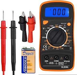 Digital Multimeter,2000 Counts Voltage Tester,Volt Ohm Amp,Multi-Meter Tester AC/DC Voltmeter DC Current, Diode and Resistance,Dual Fused for Anti-Burn, with Test Leads Backlight LCD Screen