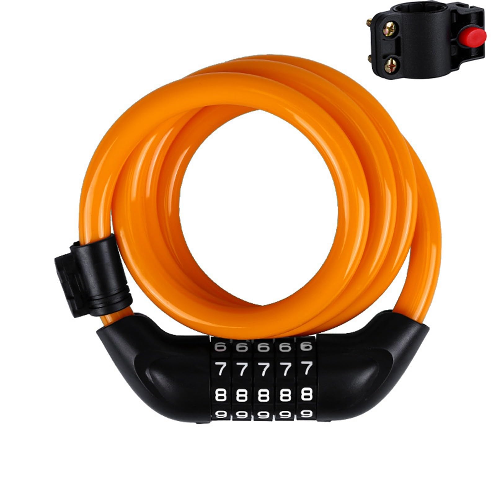 Combination Bike Lock, 4 Feet Long Weatherproof Heavy Duty Anti-Theft Security Bicycle Chain Lock,5-Digit Resettable Coiled Cable Locks for Kayak