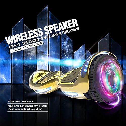 Miniatura 3 de Patineta Hoverboard totalmente nueva, versión-HS2.0, color cromado y cubierta revestida. Scooter de dos ruedas con autoequilibrio, altavoz