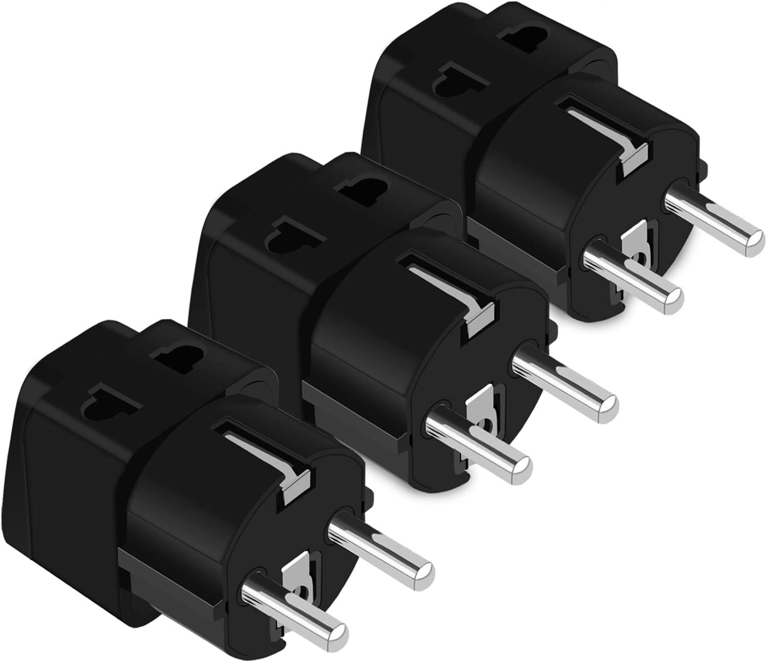 European Travel Plug Adapter, UROPHYLLA 2-in-1 Universal Plug Adapter for France Germany Spain Portugal Denmark Iceland Netherlands Finland Greece South-Korea,(Type E F) Schuko Plug Adapter 3 Pack