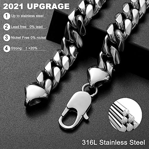 Blichain Cuban Link Chain Bracelet With Design Lobster Clasp For Men Boys 8Mm High Polished Stainless Steel Hip Hop Miami Curb Chains7 #TOP2