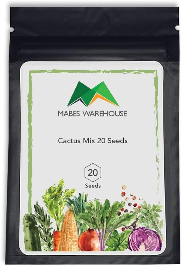 MABES WAREHOUSE Cactus Mix 20 Seeds - Cacti/Cactuses Mixed Plant, Range of Shapes and Sizes Cacti Succulent Mix, Cactus Seeds Mix to Grow Inside All Year and Outside in Summer