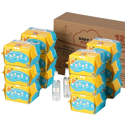 Miniatura 10 de BabbleRoo Toallitas secas para bebé, 100% algodón a base de plantas, hipoalergénicas, sin fragancia, sin químicos, suaves para pieles sensibles, uso