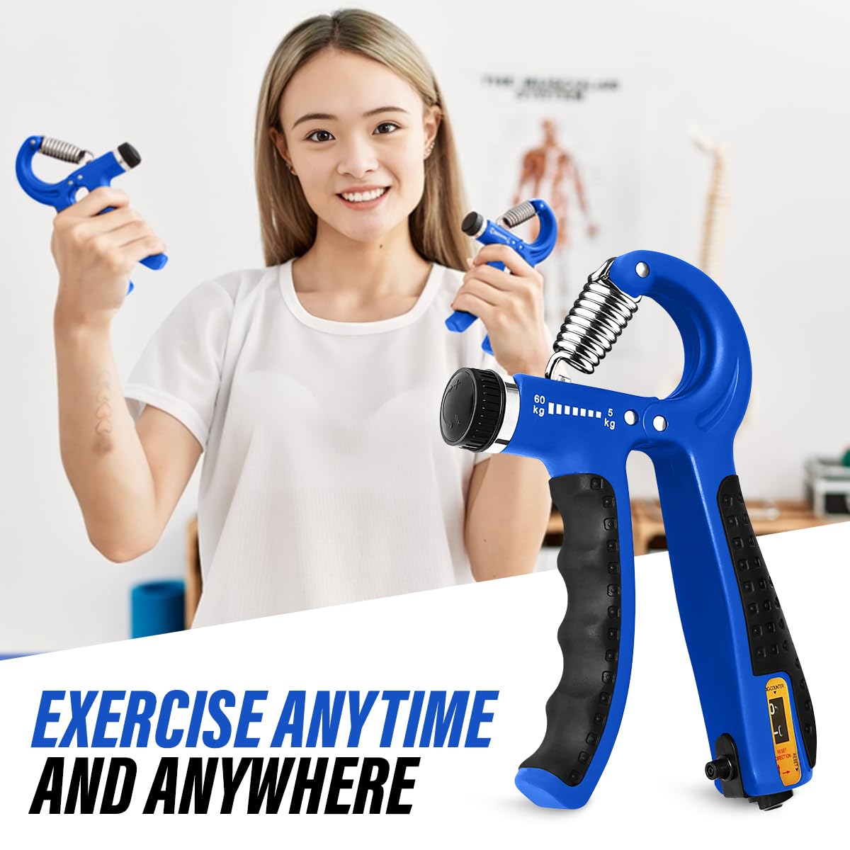 Entrenador fortalecedor de agarre de mano con resistencia ajustable de 4,5 a 59 kg, ejercitador de fuerza de agarre de mano para construcción muscular, recuperación de lesiones y terapia para aliviar
