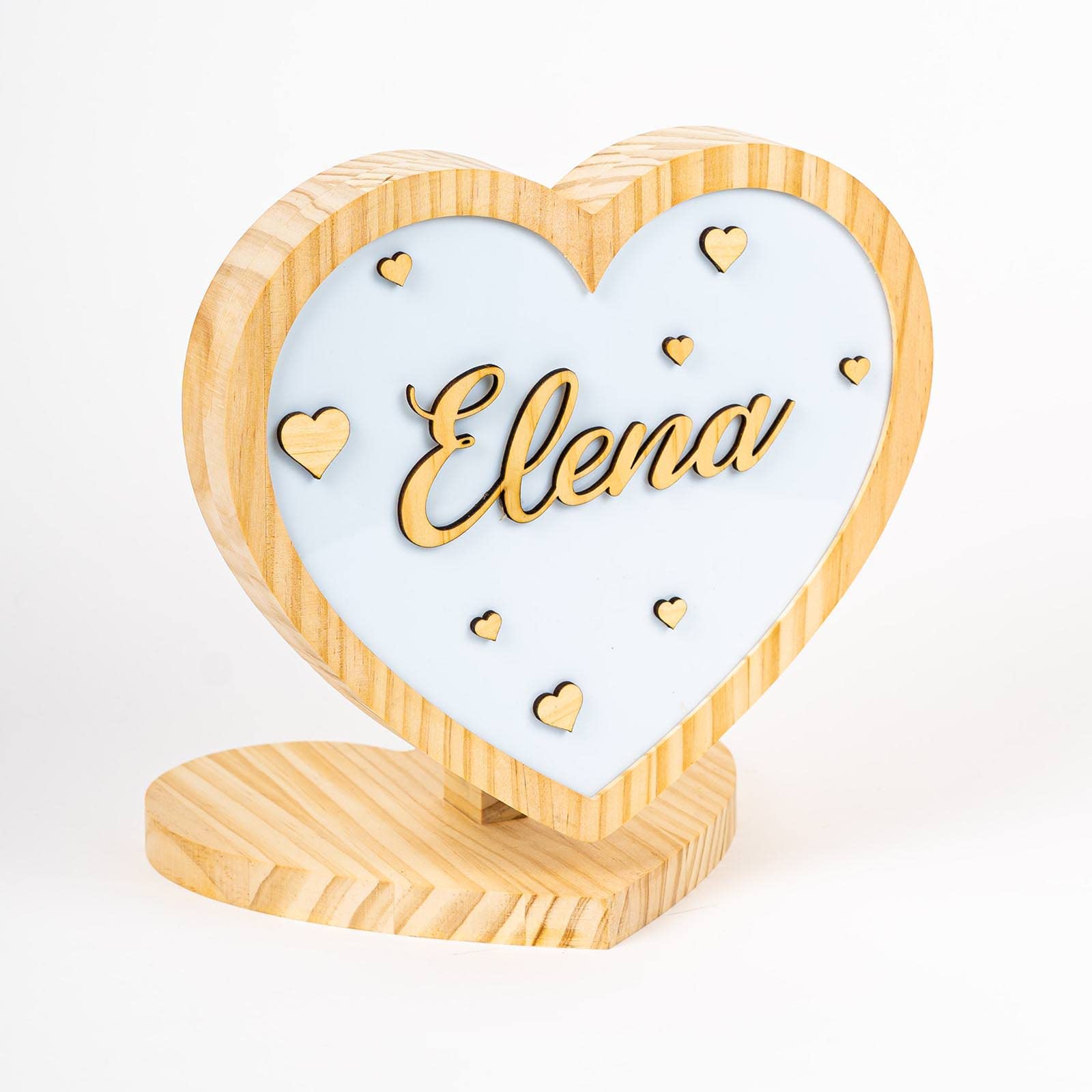Genérico [ PINE & KIDS ] Lámpara Corazón personalizada con fondo de estrellas. (Un nombre)
