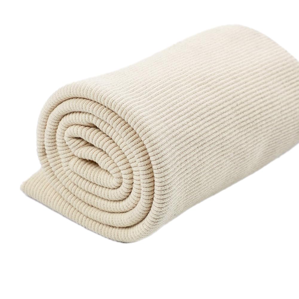 40 x 120 cm Cotton Cuff Fabric, Stretch Fabric, Elastic Band, Tubular Fabric, Rib Knit Fabric for Sewing Down Jacket, Trousers, Pullover, Sweatshirt, Cuffs, Trim Material, Camel