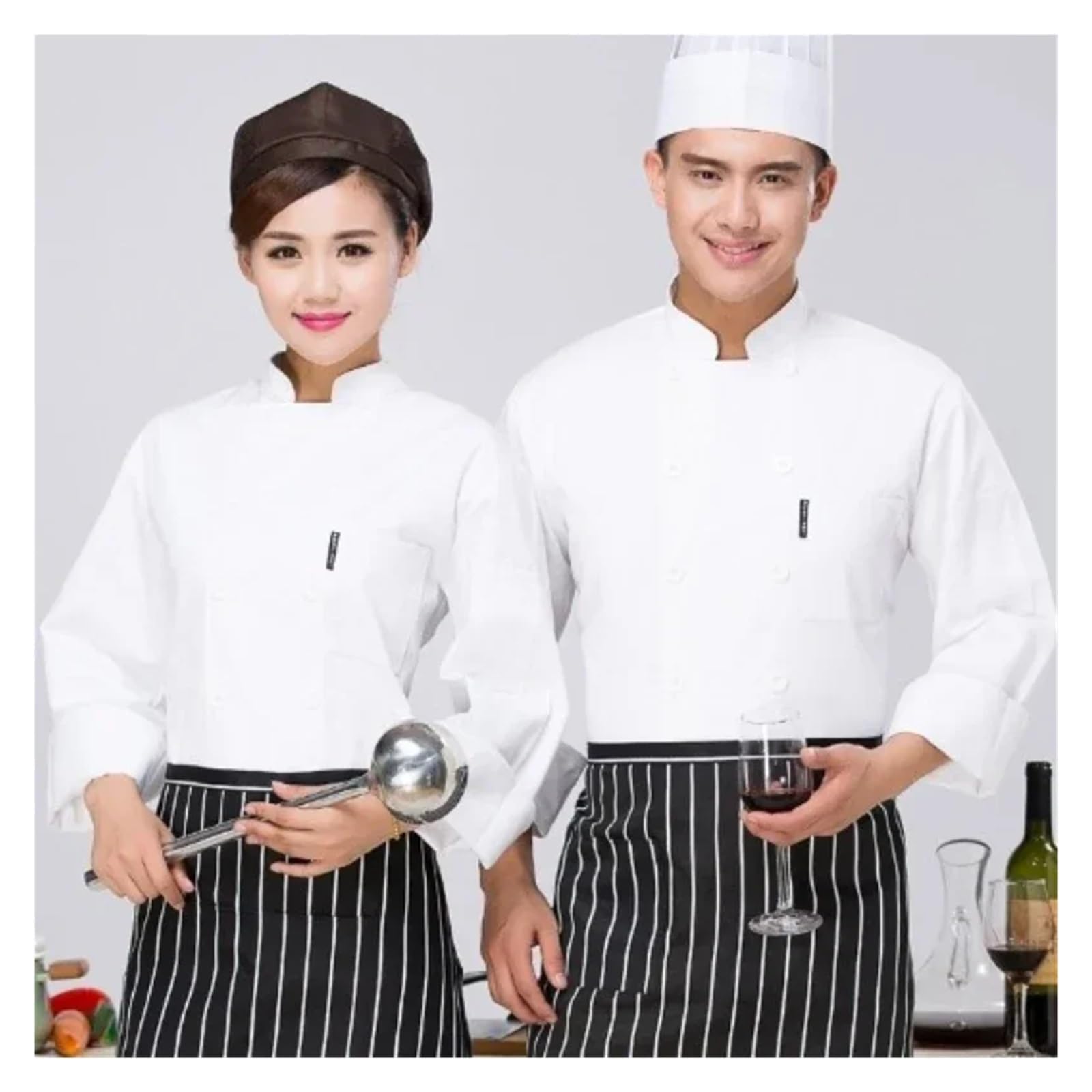 Giacca Chef Uomo Gli Chef dei ristoranti degli Hotel Indossano Abiti da Lavoro a Doppio Petto a Maniche Lunghe e Scarpe Cuoco for Uomo. Scarpe(XL)