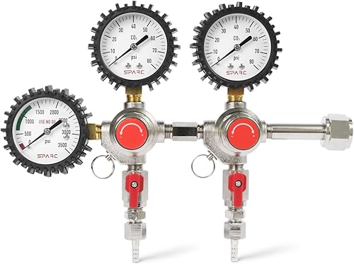 Miniatura 2 de SPARC Premium Gen2 Regulador de CO2 de doble salida para cerveza Kegerator, refrescos, barras, Kombucha CGA320 2 años de garantía de EE. UU