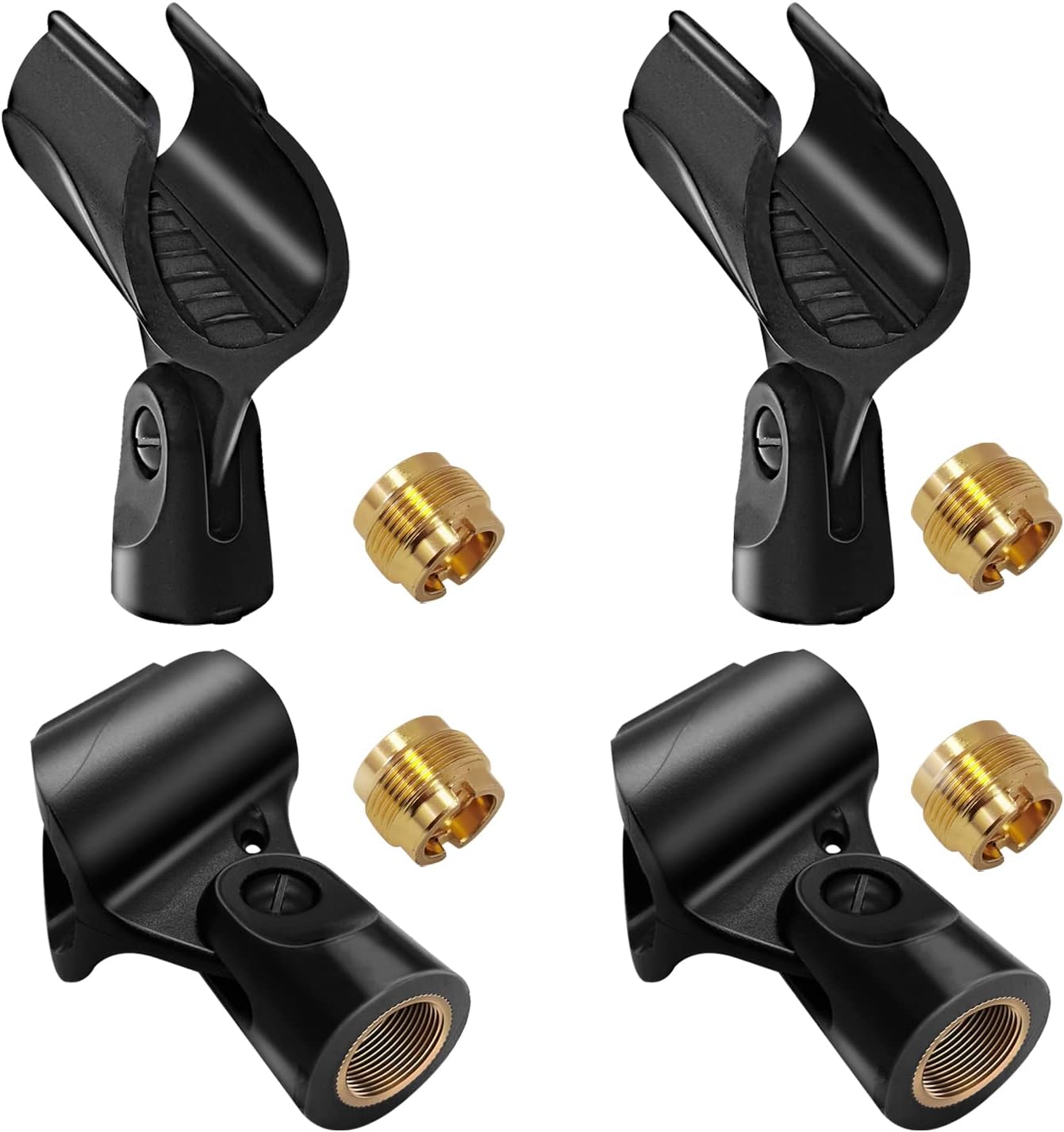Universal Microphone Clip Holder with 5/8" Male to 3/8" Female Screw Adapter Suitable for Handheld Microphones, 4 Pack
