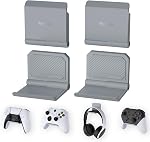PlayVital 4 Set FOLD Controller Wall Mount for ps5/4, Gaming Headset Stand, Foldable Wall Stand for Xbox Series X/S, Switch Pro, Wall Holder for Xbox Wireless Earphone, for Pulse 3D Headset - White