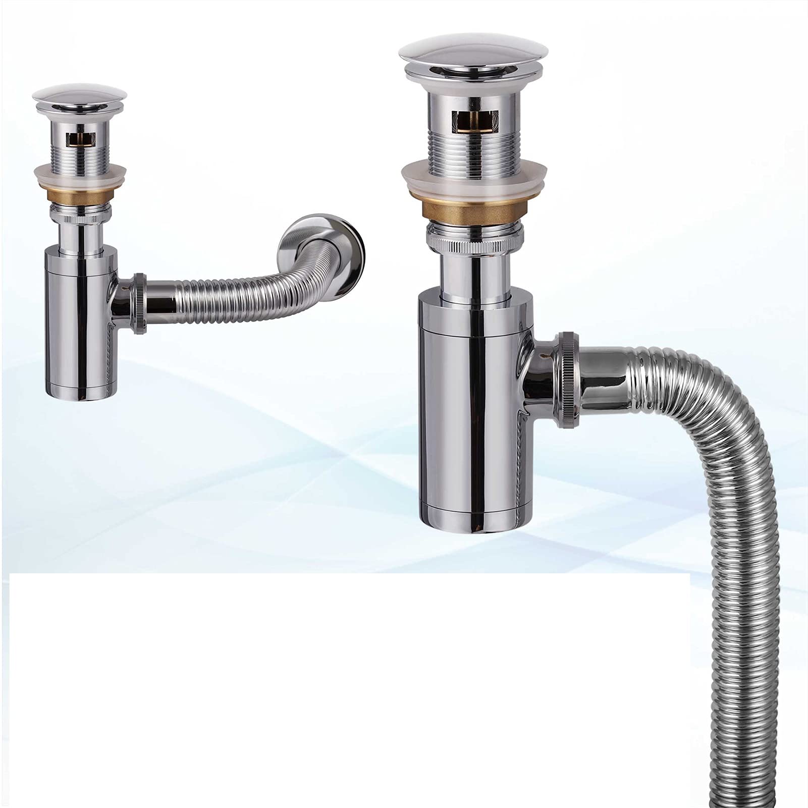 AnSafe Tubo De Desagüe del Fregadero, Cobre Colador Antiolor Y Antibloqueo. Agujero De Desbordamiento Altura Ajustable Flexible Fila De Pared Fila De Tierra Fácil Instalación (tamaño : 30CM)