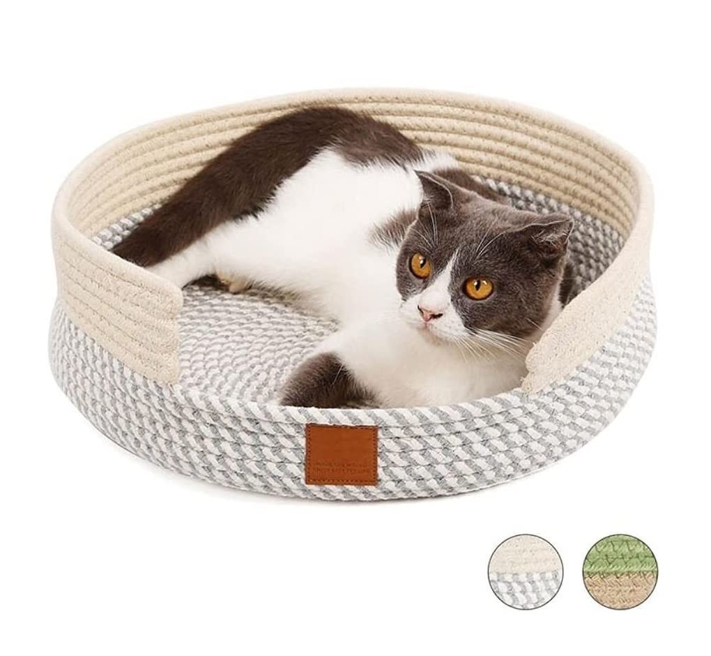 Katzen Kratzbrett Rundes Katzenkratzbett-Kissen, Baumwolle, Langlebig, Katzenkratzer Und Betten Für Katzen, Hunde, Kratzbrett Schützt Teppiche und Sofas ( Color : White Grey , Size : 38*38*12cm )