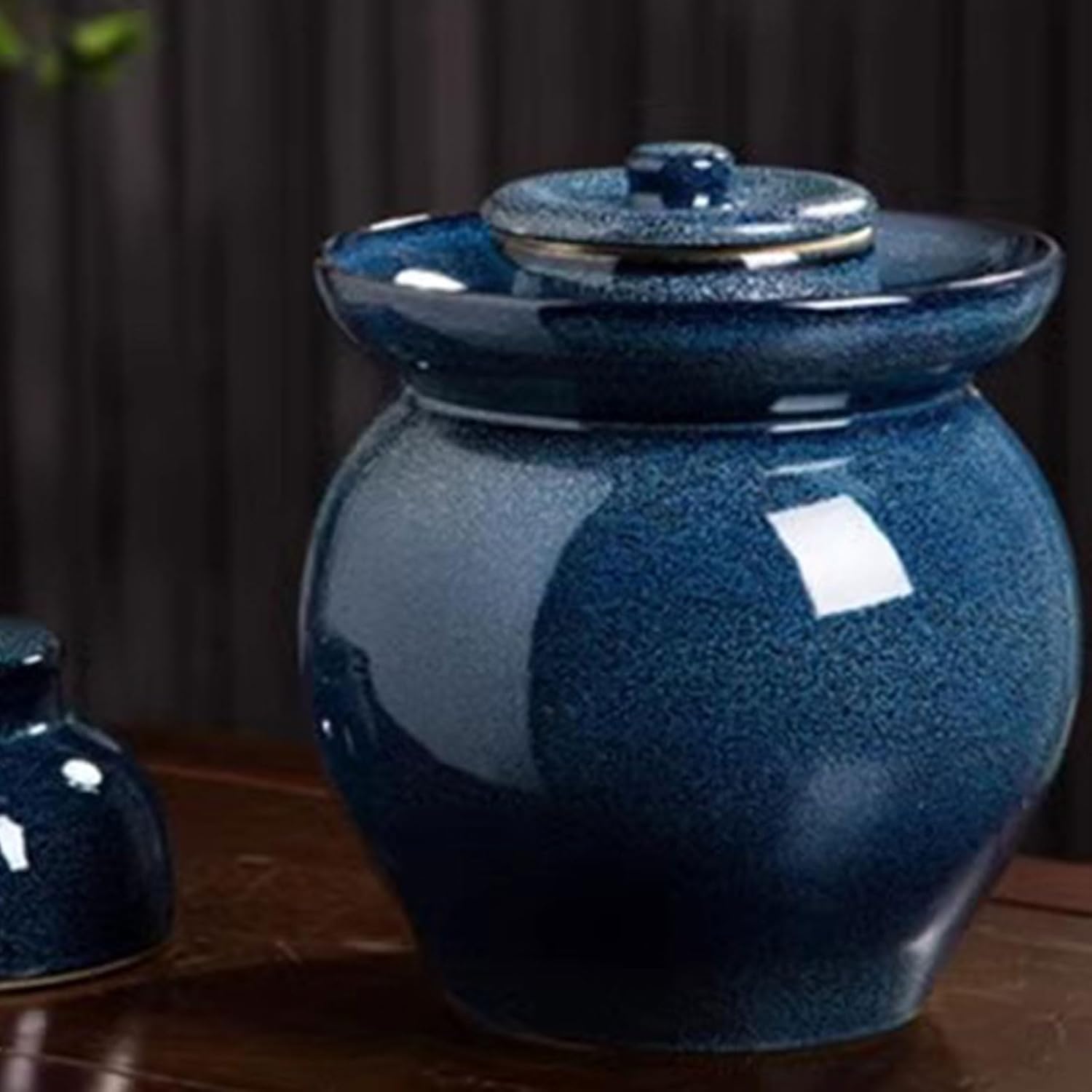Large Traditional Chinese Porcelain Fermenting Jars Kitchen Pot(Blue,15L)