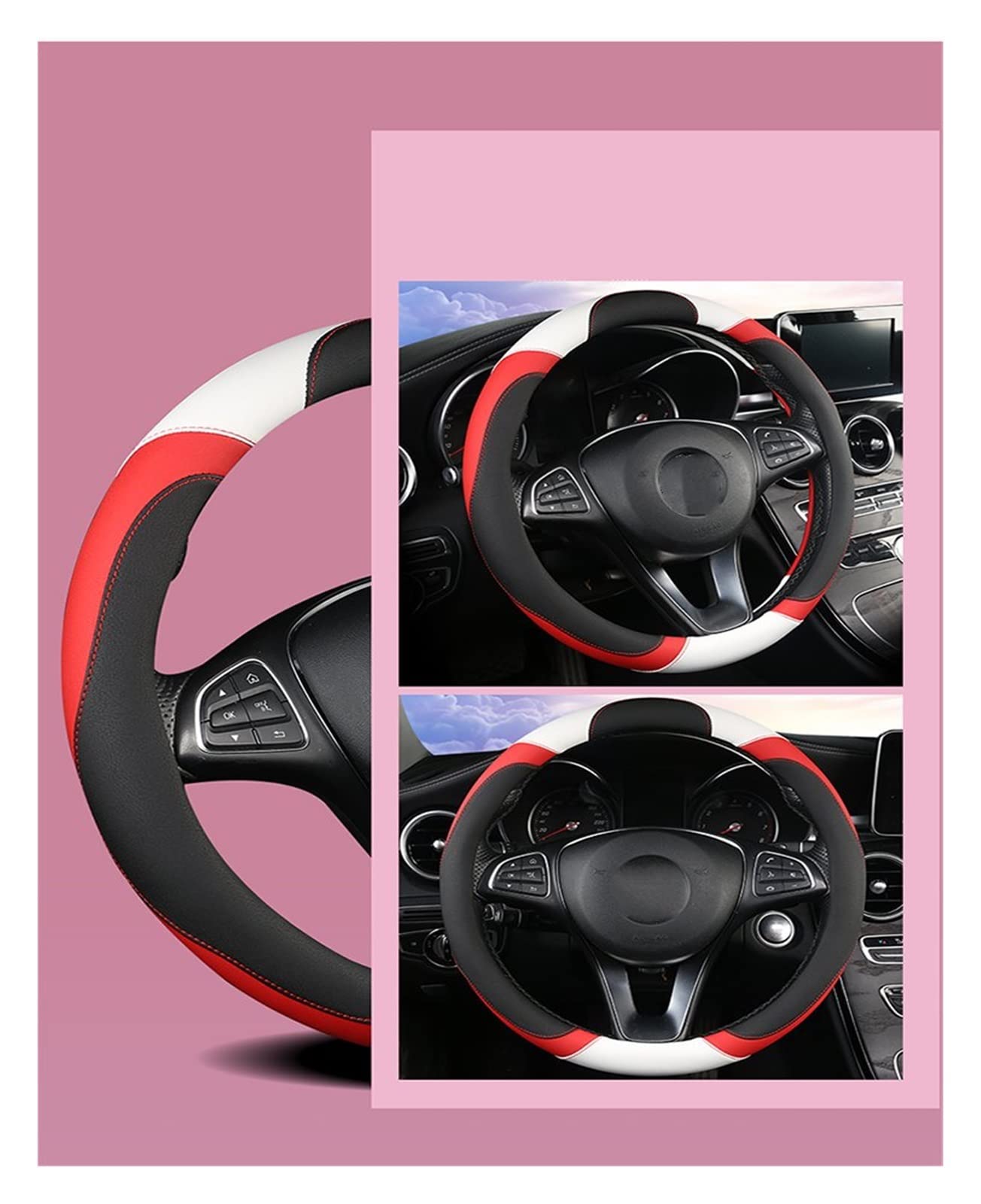 Funda Volante Cubierta para Volante Coche 37-38CM Cubiertas Volante Cuero Artificial Trenza Tela Transpirable Accesorios para Automóviles Universal Cubierta Volante Fundas (Color : 5)