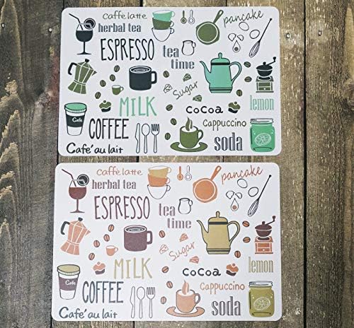 YIRANFANTASY Washable Table Place Mats Set of 6, Heat Insulation Non-slip PVC Plastic Square Placemats for Kitchen and Dinning Room 40 * 28.1cmAfternoon Tea Design