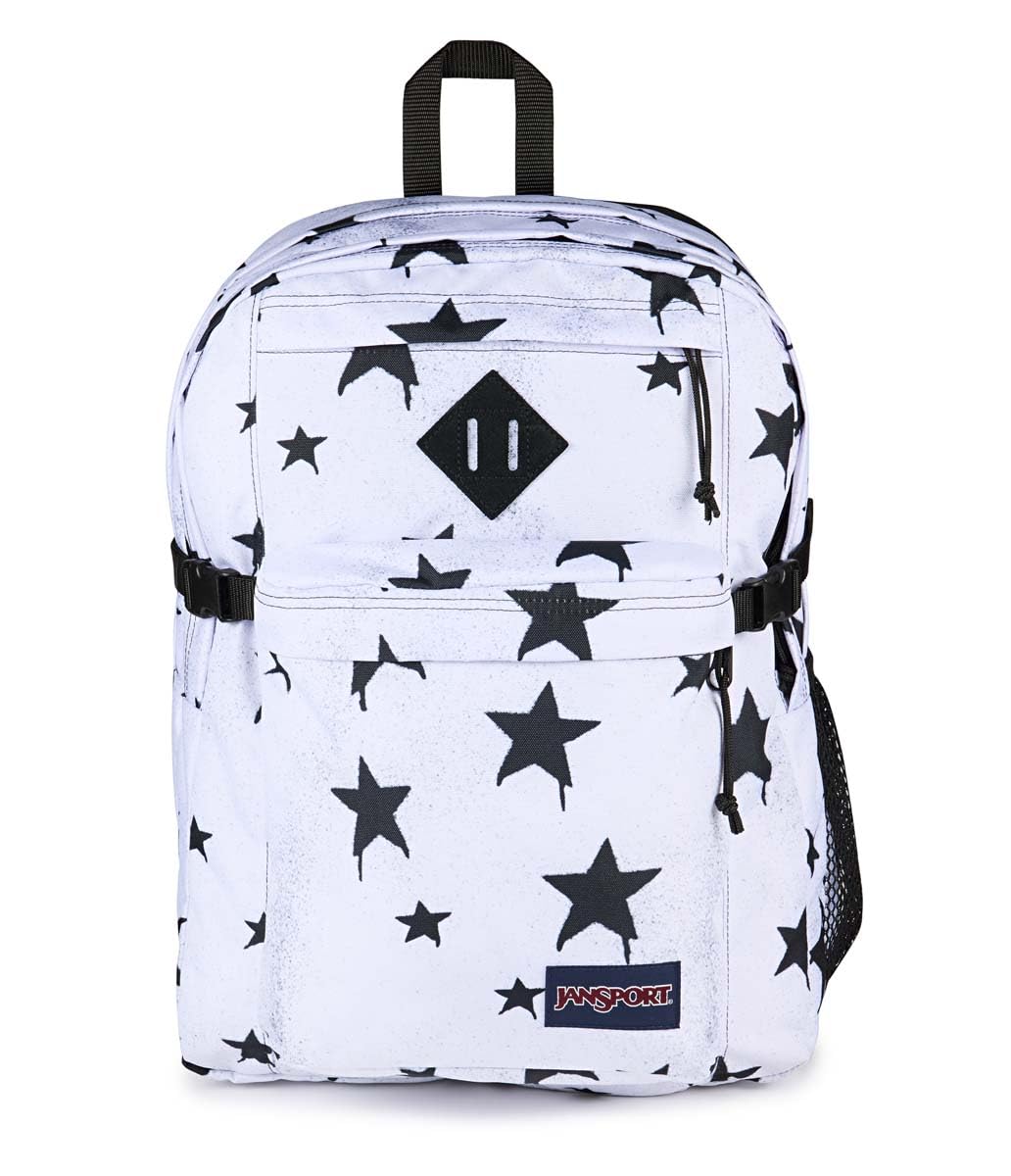 JanSport Main Campus Backpack - Travel or Work Backpack with 15-Inch Laptop Sleeve and Dual Water Bottle Pockets, Sprayed Stars Black