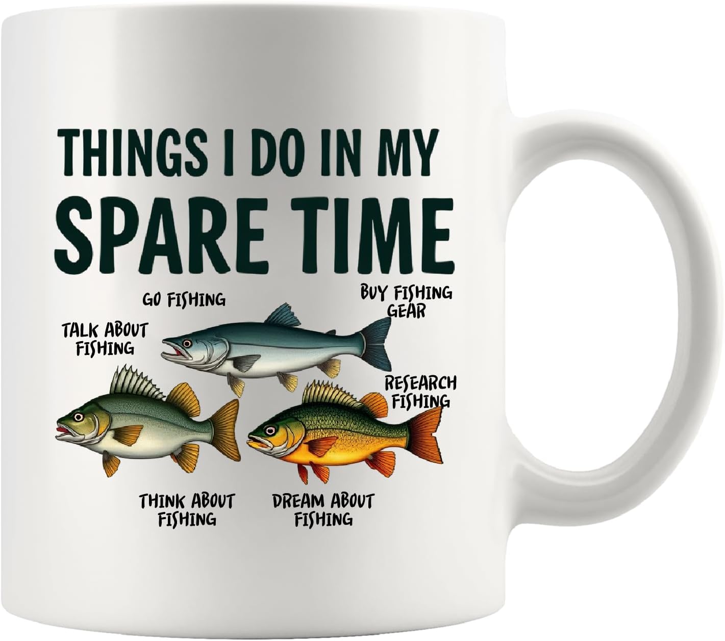 Panvola Things I Do In My Spare Time Fishing Gifts Fisherman Fishing Enthusiast Gifts for Dad Grandpa Husband Brother Father's Day Novelty Drinkware Ceramic Mug 11 oz White