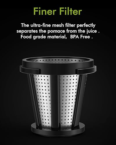 Miniatura 6 de MAMA'S CHOICE Máquinas exprimidoras, exprimidor de masticación lenta para verduras y frutas, extractor de jugo de prensa en frío, fácil de limpiar