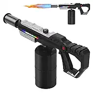 Powerful Propane Torch Gun, Adjustable Flame Thrower Gun with Front-Mounted LED Light, Flamethrower for Searing Steak, BBQ, Sous Vide, Camping and Charcoal Starter(Cylinder Not Included)