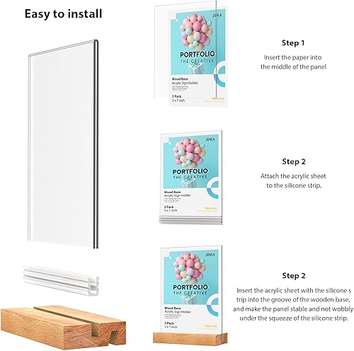 Miniatura 5 de Soporte acrílico de 5 x 7 pulgadas con base de madera vertical e inclinada (6 unidades de 5 x 7 pulgadas)