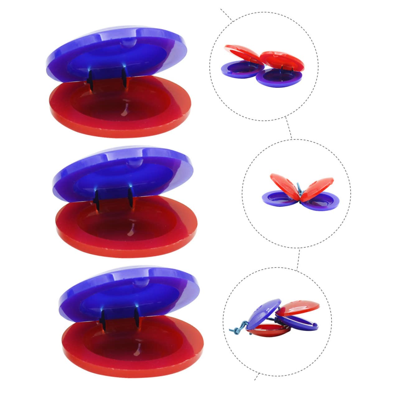 BESPORTBLE 3sets Percussion for Castanets Music Plaything for Early Musical Education Bright Red Blue for Preschool Learning and Rhythm Development 6pcs*3