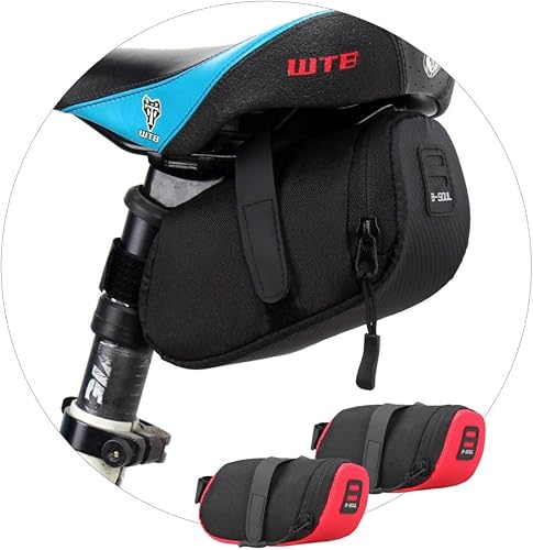 Miniatura 8 de Paquete de 2 Bolsas para Asiento de Bicicleta, Bolsa de Ciclismo, Bolsa de Sillín de Bicicleta, Bolsa de Sillín con Correa para Bicicleta con Tamaño