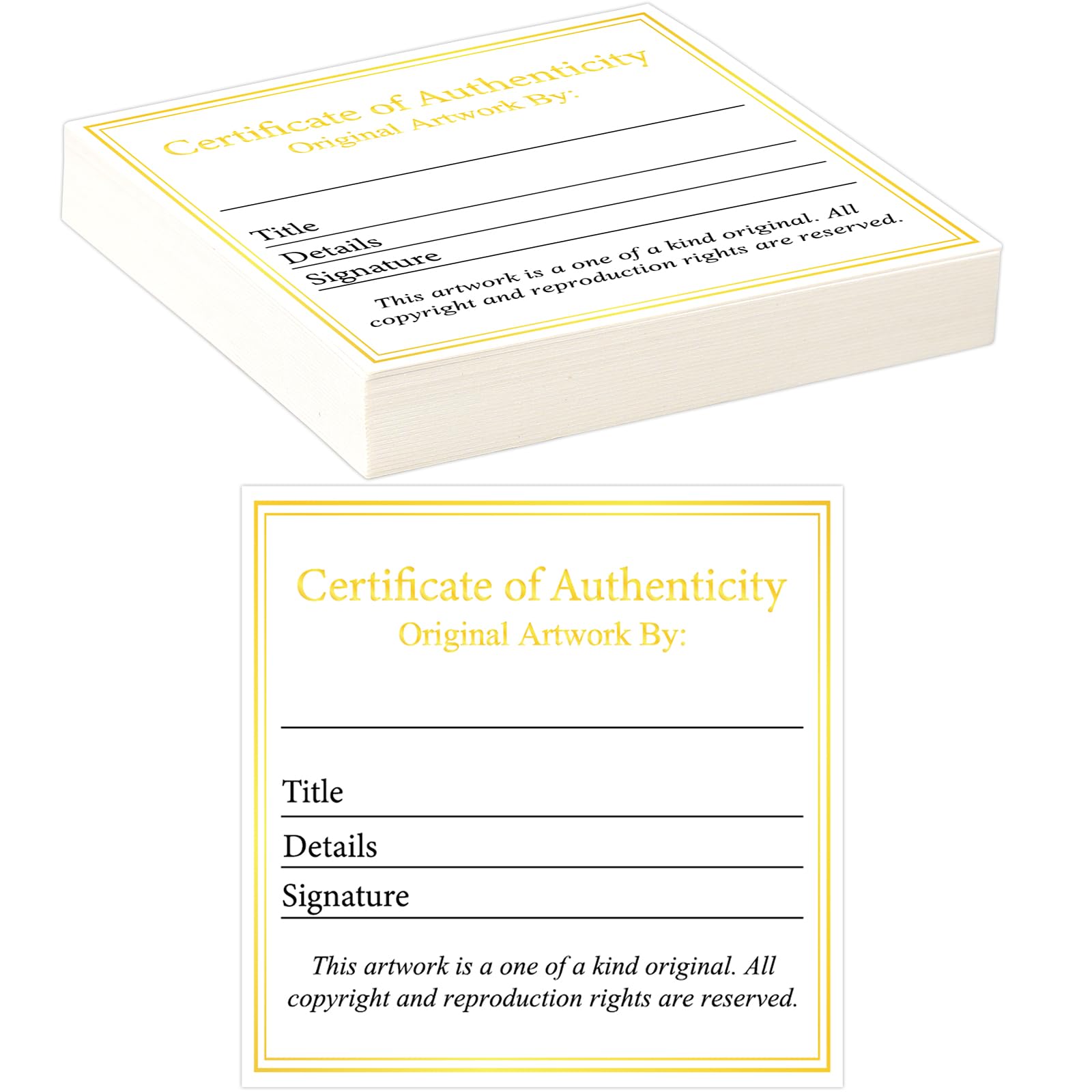 24 Pieces Certificate of Authenticity Premium Certificates Ideal for Valuations Collectibles and Artwork Gifts for Artists Artisans Handicraft Worker (2.5 x 2.5 Inch)