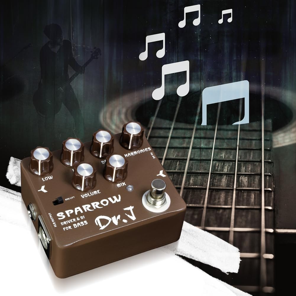 JOYO Bass Pedal of Overdrive Mic'd Tube Bass Amp Simulator Pedal Built-in DI & XLR Output for Effects Recording High-end Edition Dr.J Series (D53)