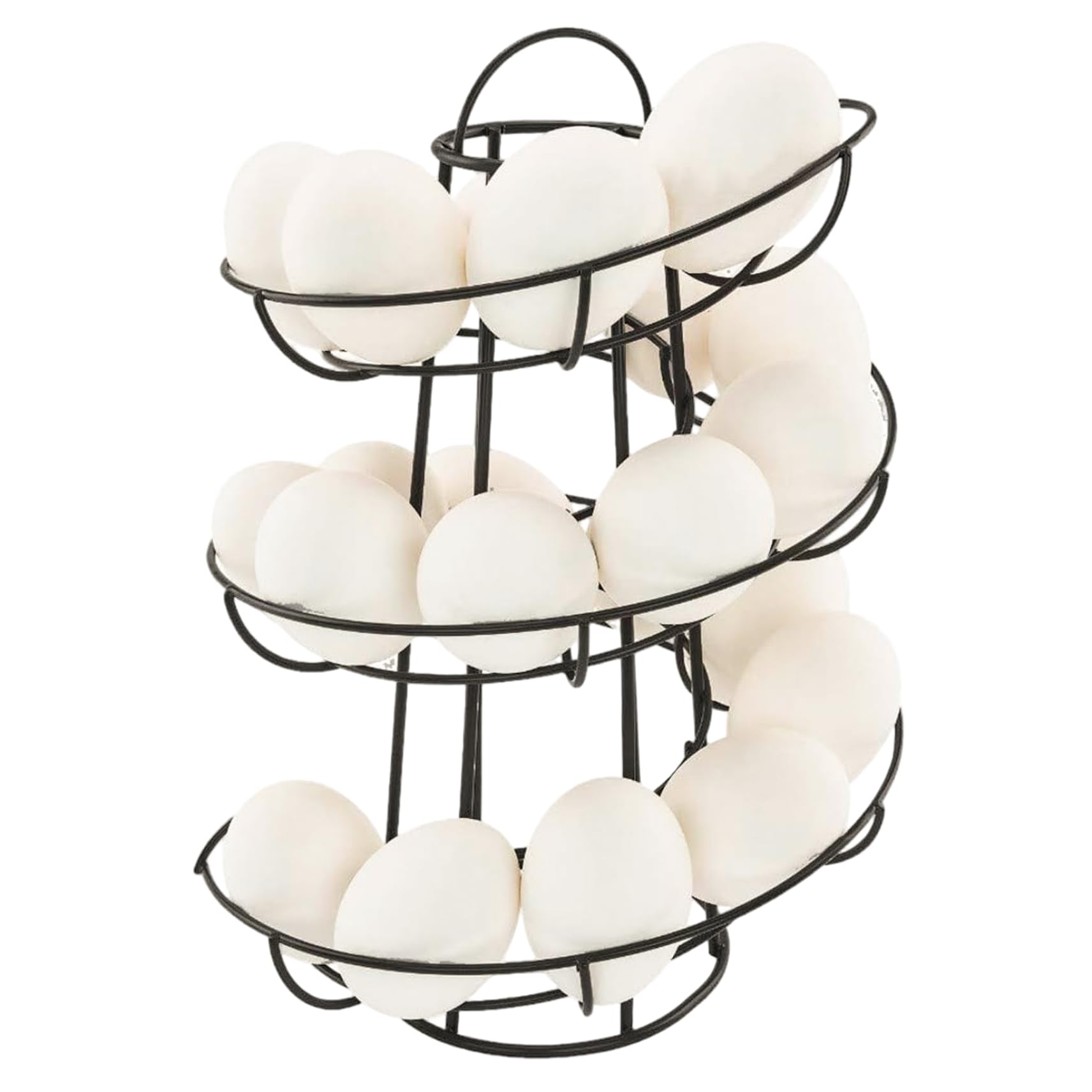 Gcroet Encimera con Soporte para Huevos Frescos, Soporte para Huevos de Metal con diseño en Espiral para mostrador, Estante para encimera de Cocina Negro con asa de 9, 5x3, 9 Pulgadas
