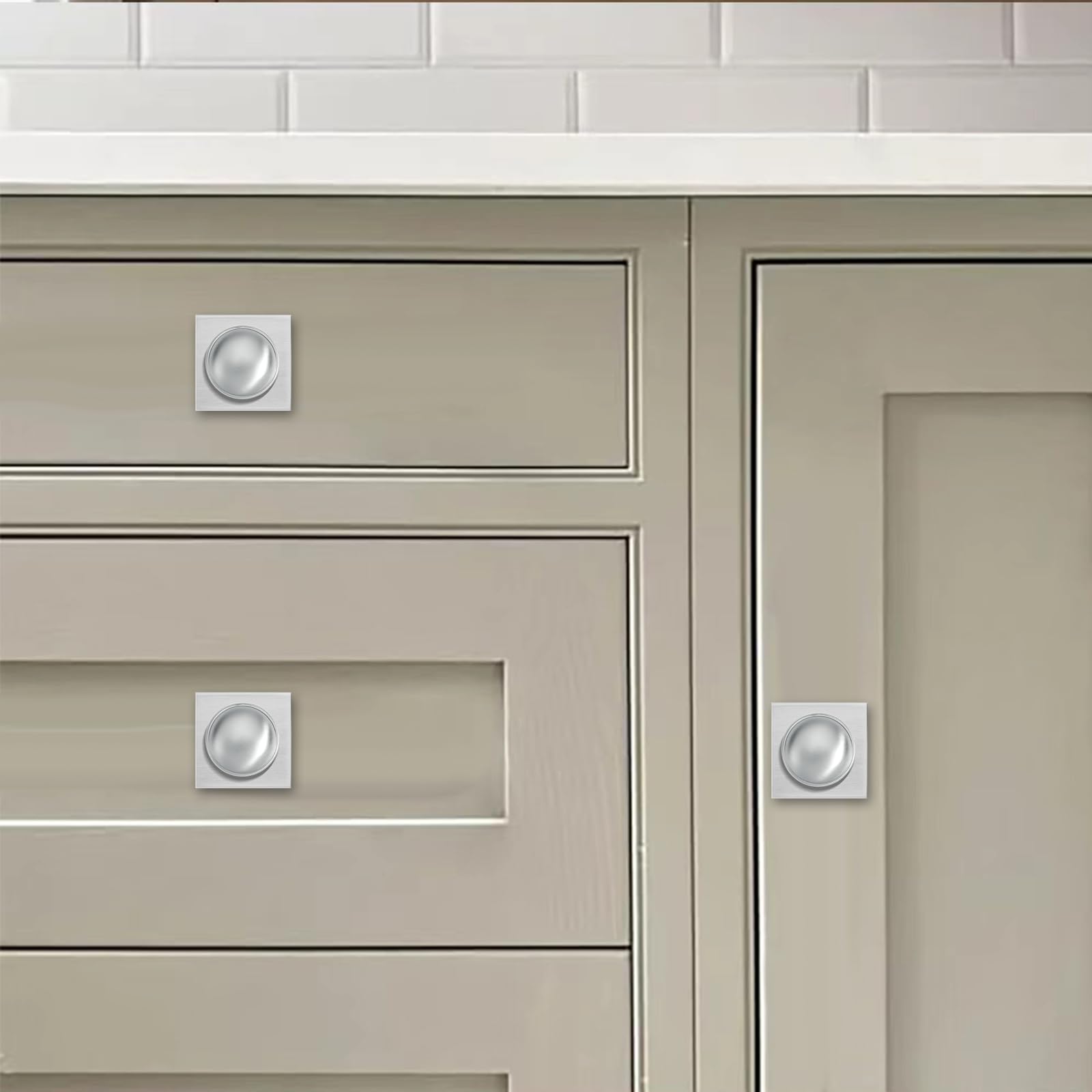 KHTUMEWARE-270+323 Round Knob, Brushed Nickel, 1-1/4 in (32 mm), 2-Pack in Brushed Nickel — KHTUMEWARE