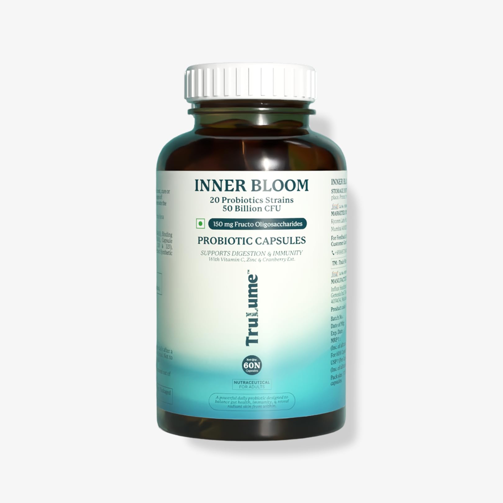 Inner Bloom 50 Billion CFU Probiotic Capsules with Cranberry Extract, Vitamin C & Zinc | Enhances Gut Flora, Boosts Digestion & Supports Immunity | 60 N-image-30