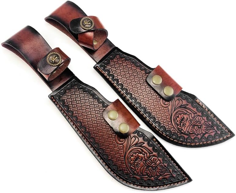 1PC Leather Knife Sheath, 8.46inch Length Protective Cover for Belt with Snap Closure Fits for Outdoor Search and Rescue