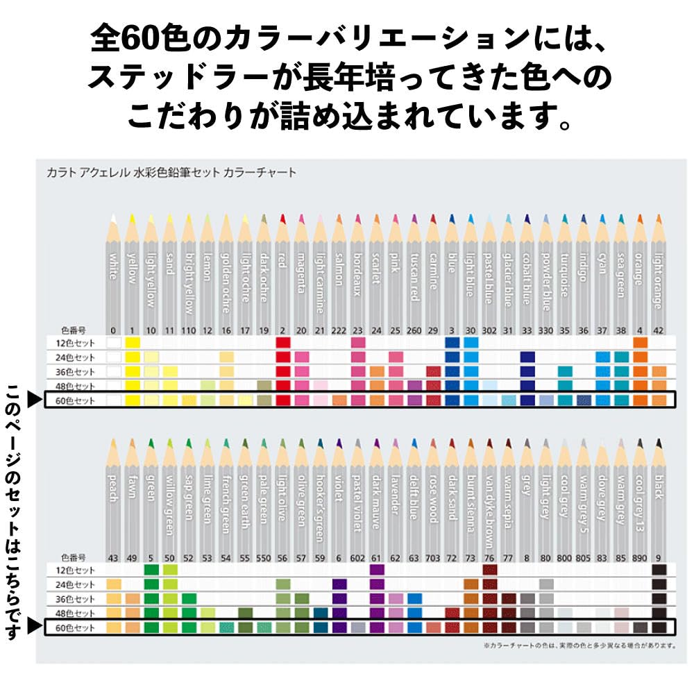 Amazon | ステッドラー カラトアクェレル水彩色鉛筆 125 M60 （60色