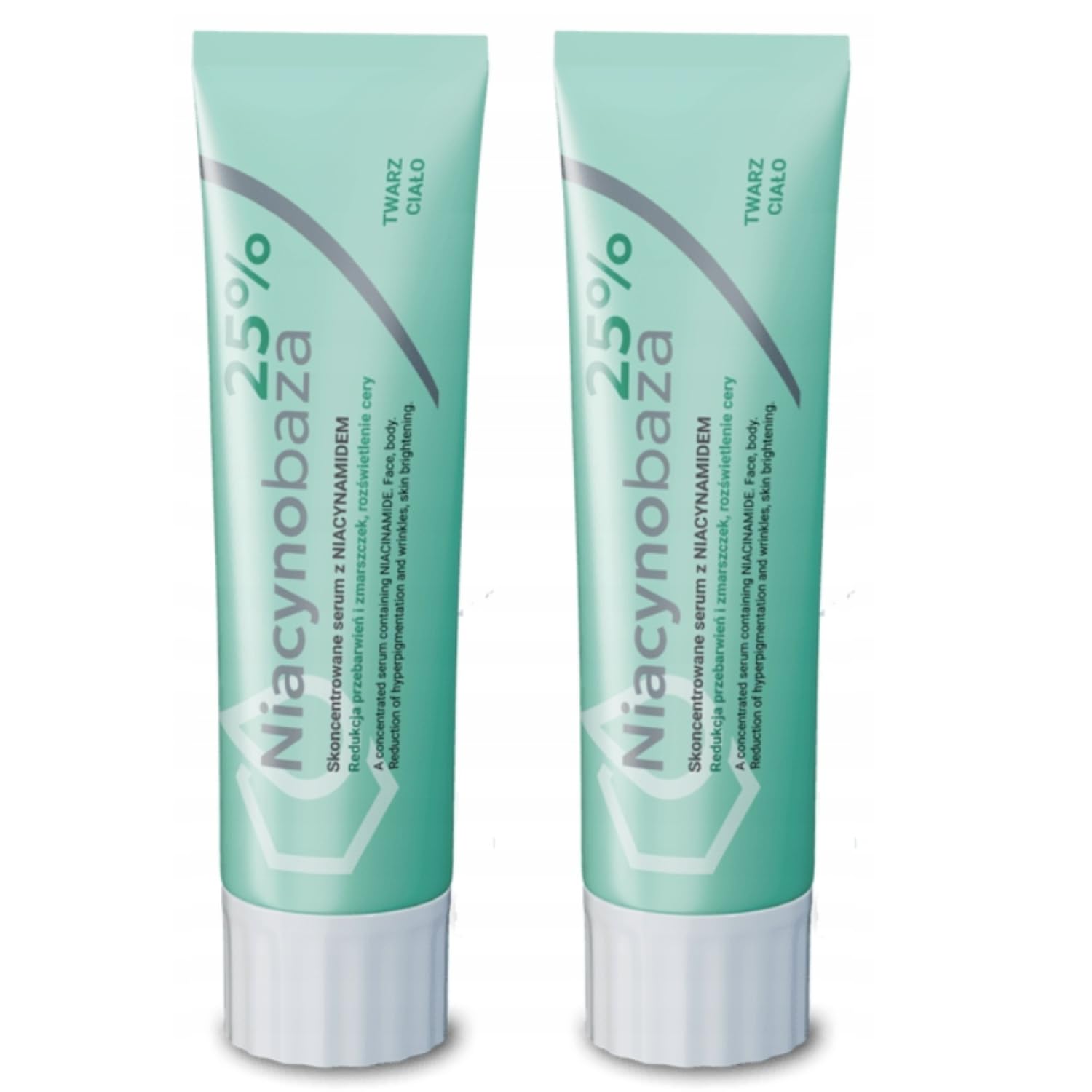 Niacynobaza Sérum de niacinamida al 25 %, sérum facial concentrado con niacinamida, fórmula para el cuidado de la piel para una piel uniforme, 2 tubos de 30 g